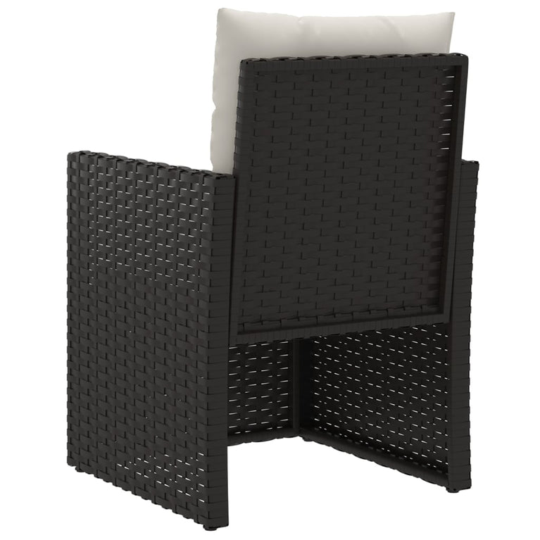 3-delige Loungeset met kussens poly rattan zwart MeubelReus