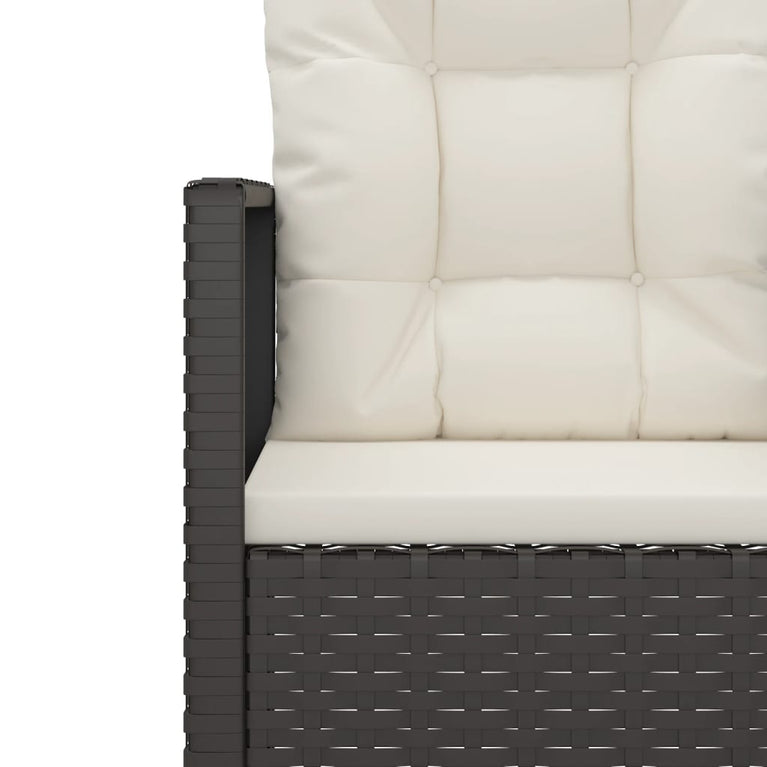 3-delige Loungeset met kussens poly rattan zwart MeubelReus