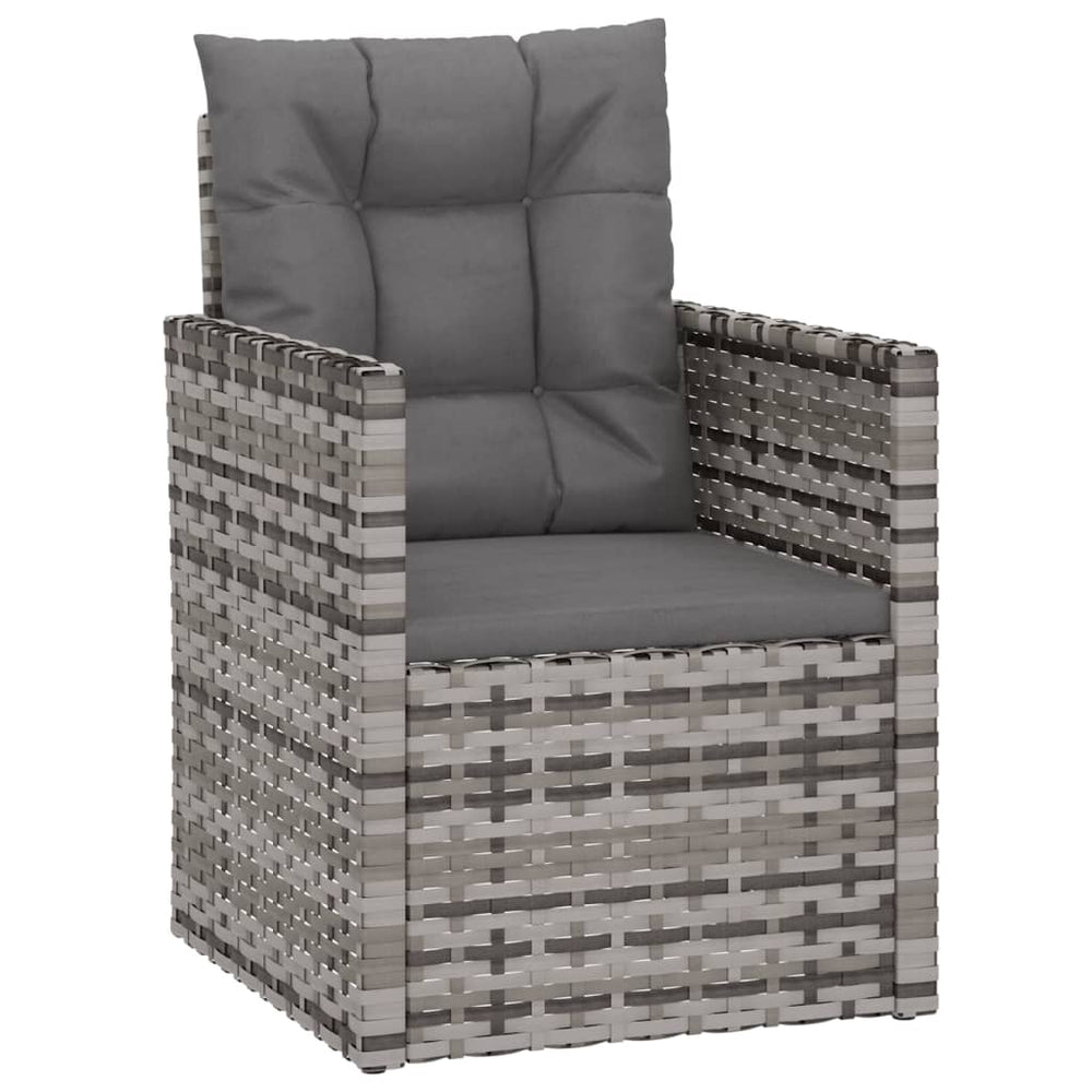3-delige Loungeset met kussens poly rattan grijs MeubelReus