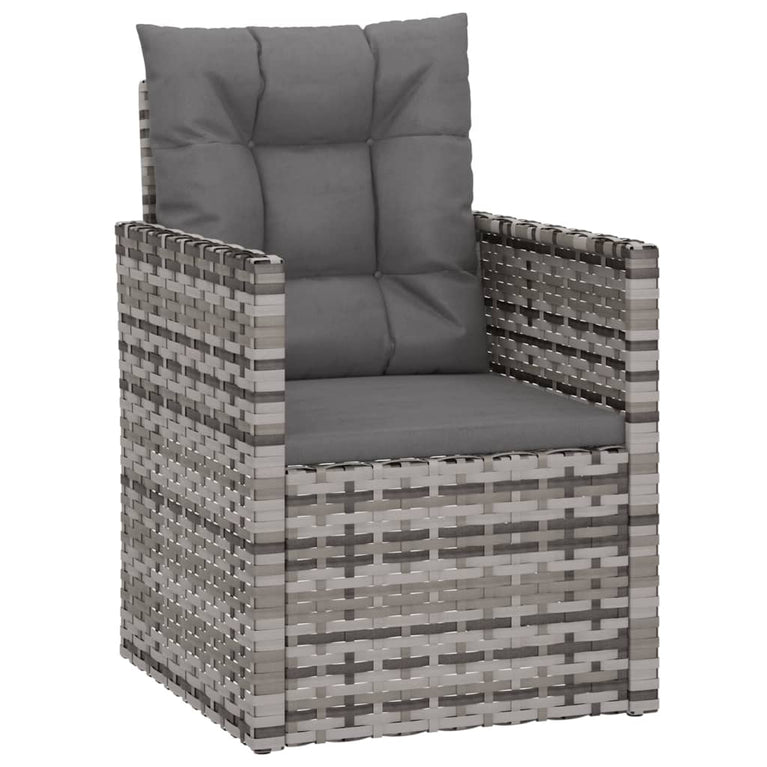 3-delige Loungeset met kussens poly rattan grijs MeubelReus