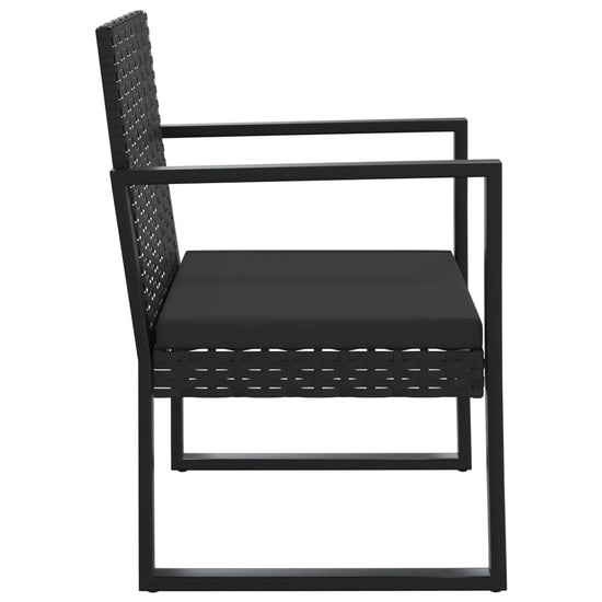 3-delige Loungeset met kussens poly rattan zwart MeubelReus