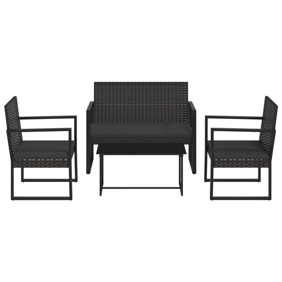 4-delige Loungeset met kussens poly rattan zwart MeubelReus