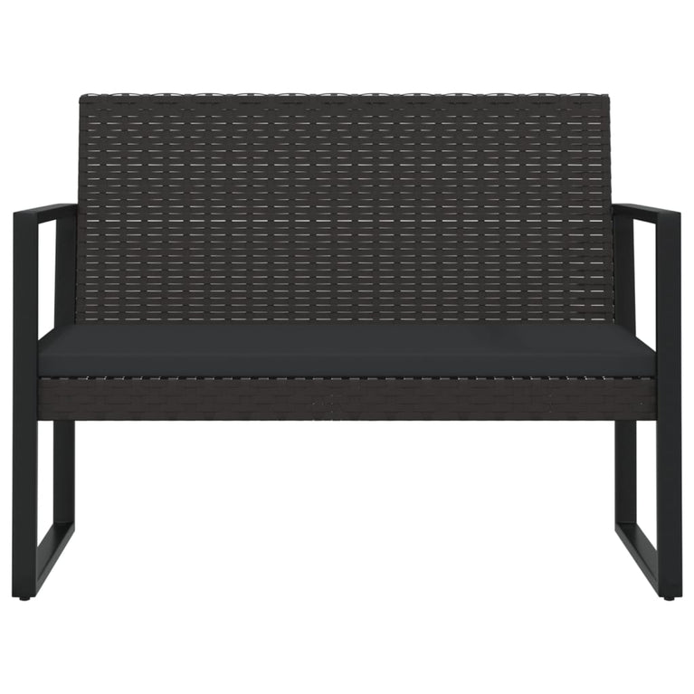 4-delige Loungeset met kussens poly rattan zwart MeubelReus
