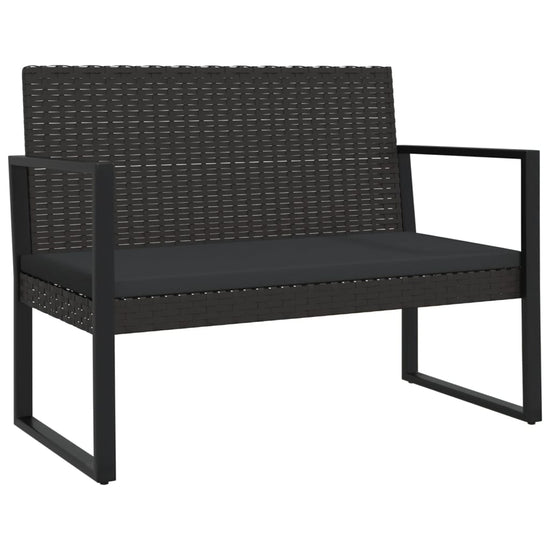 4-delige Loungeset met kussens poly rattan zwart MeubelReus