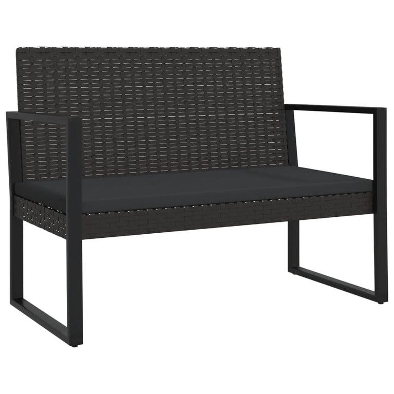 4-delige Loungeset met kussens poly rattan zwart MeubelReus