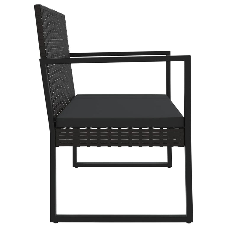 4-delige Loungeset met kussens poly rattan zwart MeubelReus