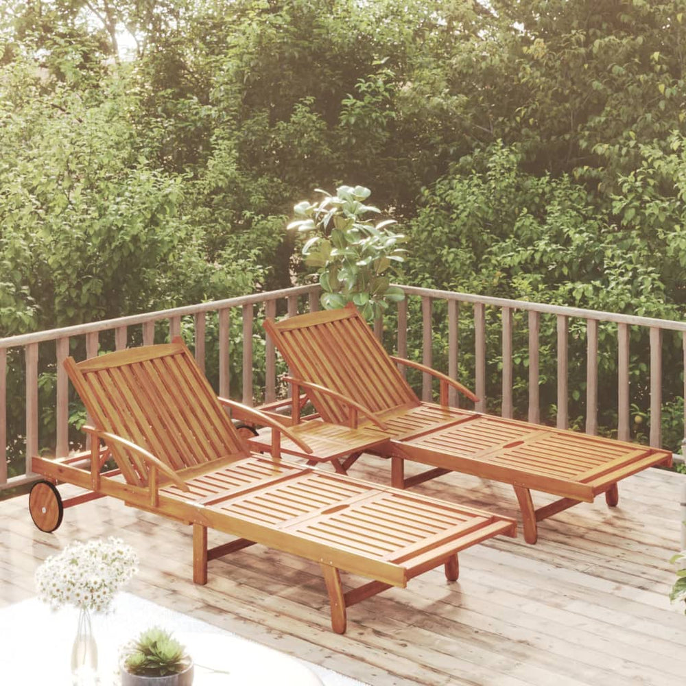 Ligbeddenset met tafel massief acaciahout MeubelReus