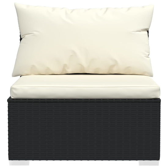 2-delige Loungeset met kussens poly rattan zwart MeubelReus