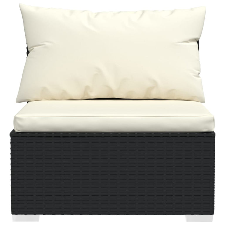 2-delige Loungeset met kussens poly rattan zwart MeubelReus