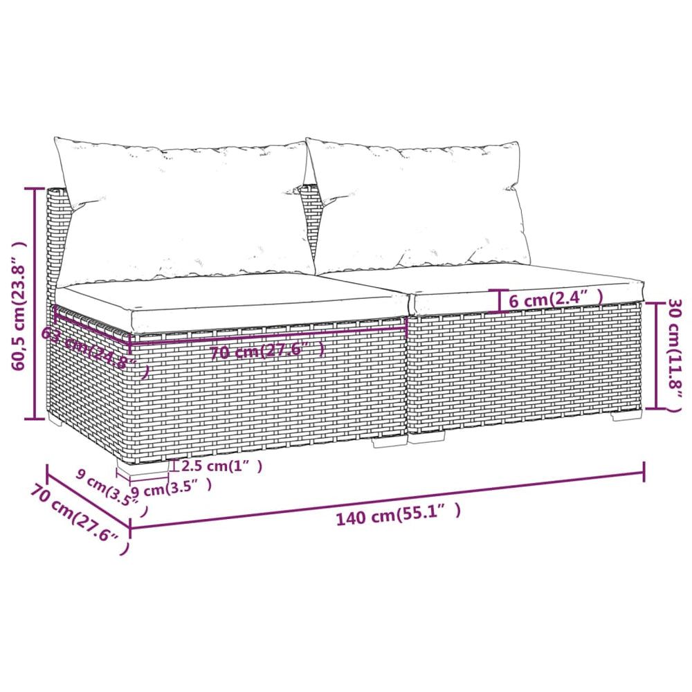 2-delige Loungeset met kussens poly rattan zwart MeubelReus