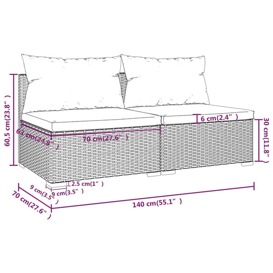 2-delige Loungeset met kussens poly rattan zwart MeubelReus