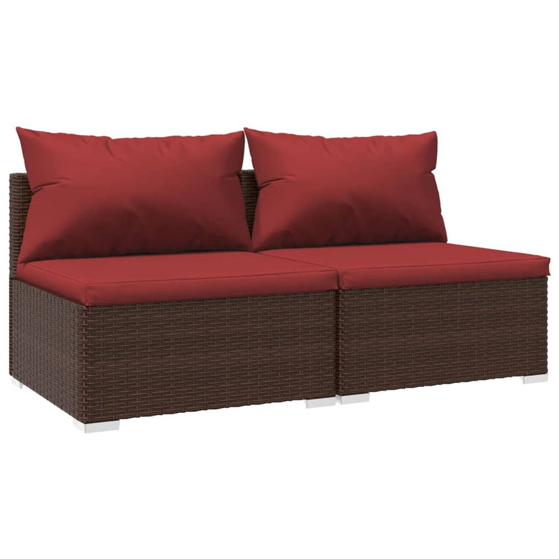 2-delige Loungeset met kussens poly rattan bruin MeubelReus