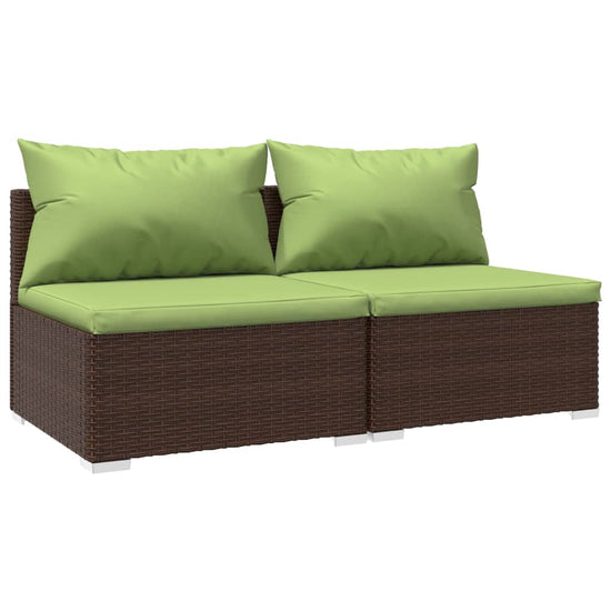 2-delige Loungeset met kussens poly rattan bruin MeubelReus