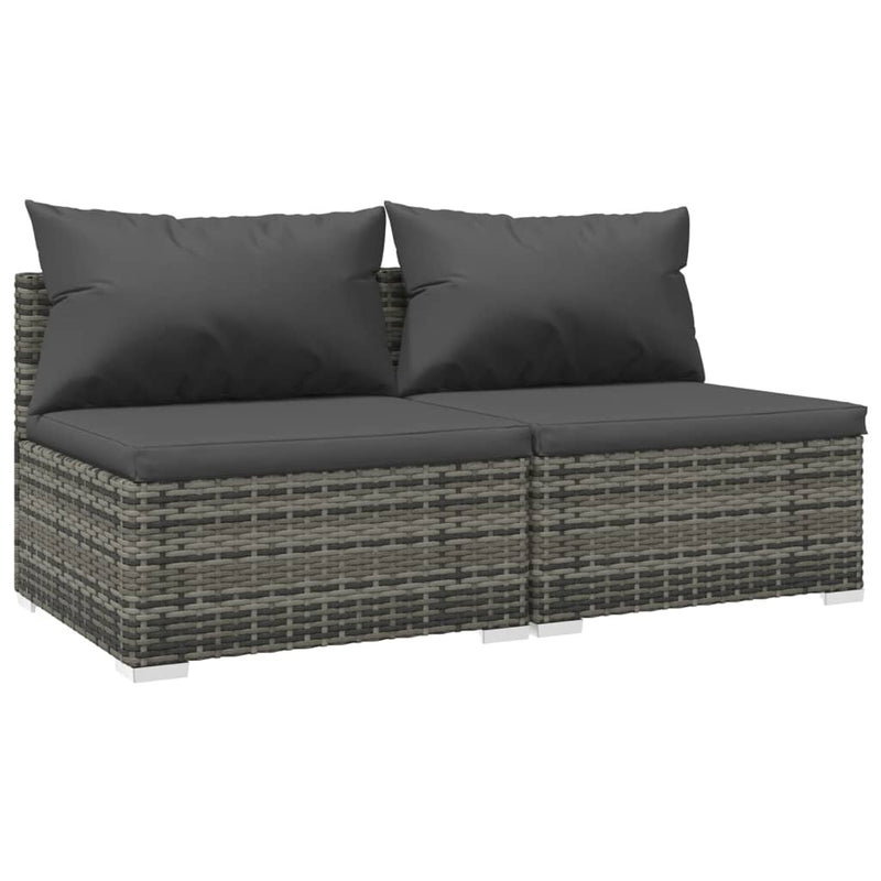 2-delige Loungeset met kussens poly rattan grijs MeubelReus