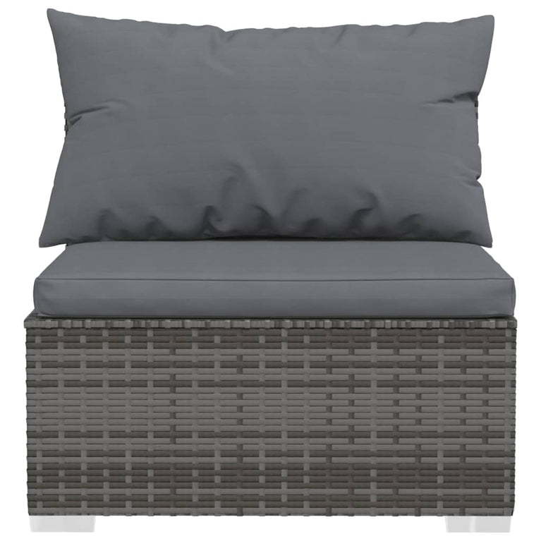 2-delige Loungeset met kussens poly rattan grijs MeubelReus