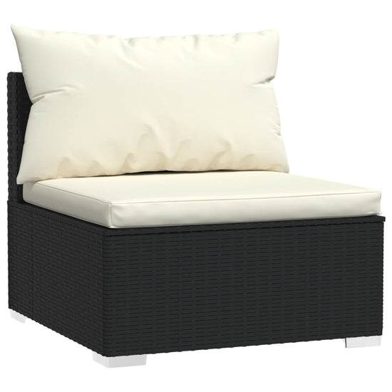 3-delige Loungeset met kussens poly rattan zwart MeubelReus