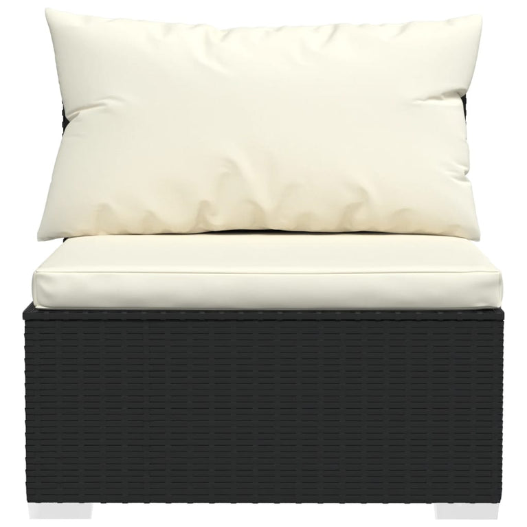 3-delige Loungeset met kussens poly rattan zwart MeubelReus