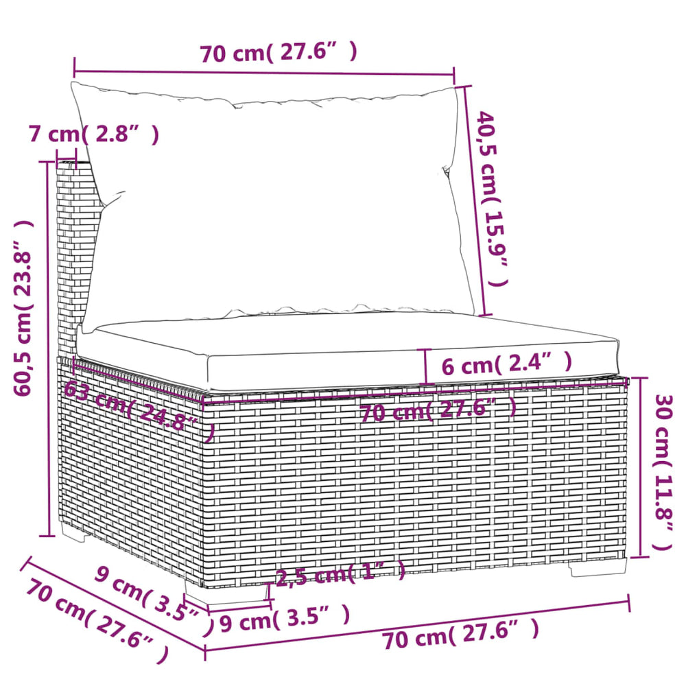 3-delige Loungeset met kussens poly rattan zwart MeubelReus