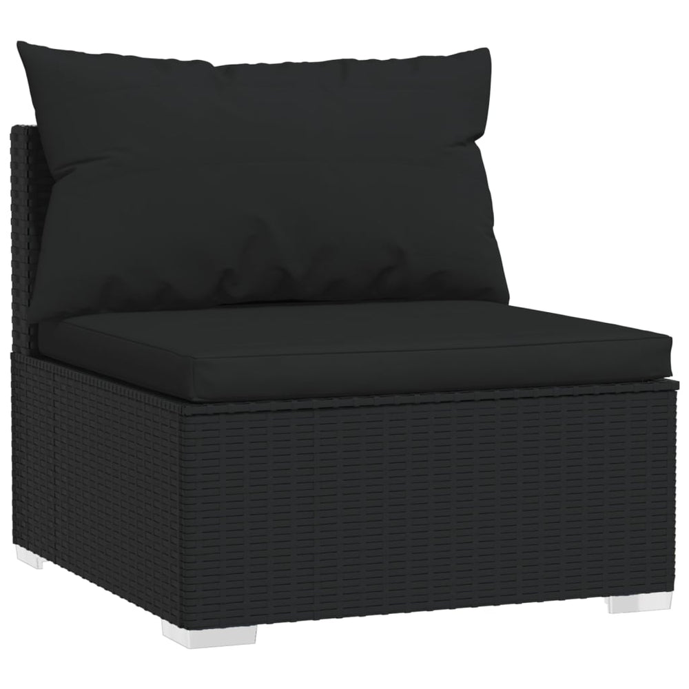 3-delige Loungeset met kussens poly rattan zwart MeubelReus