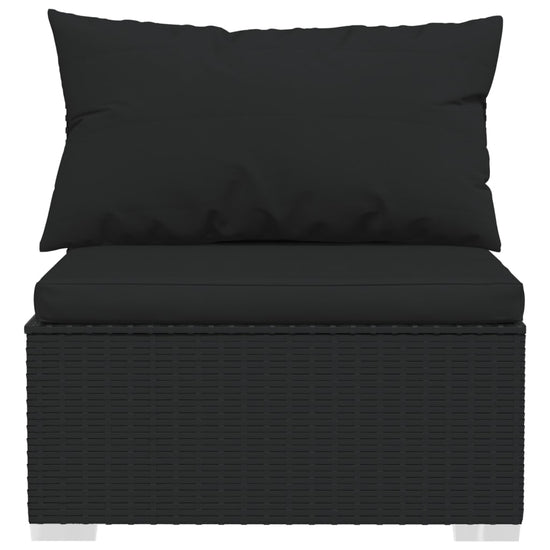 3-delige Loungeset met kussens poly rattan zwart MeubelReus