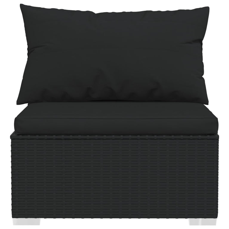 3-delige Loungeset met kussens poly rattan zwart MeubelReus