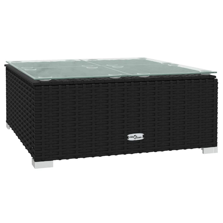 3-delige Loungeset met kussens poly rattan zwart MeubelReus