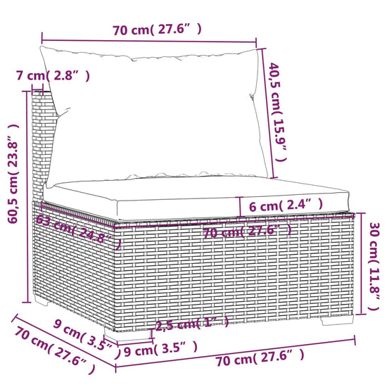 3-delige Loungeset met kussens poly rattan zwart MeubelReus