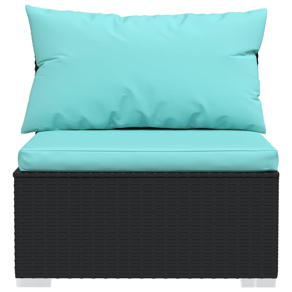 3-delige Loungeset met kussens poly rattan zwart MeubelReus