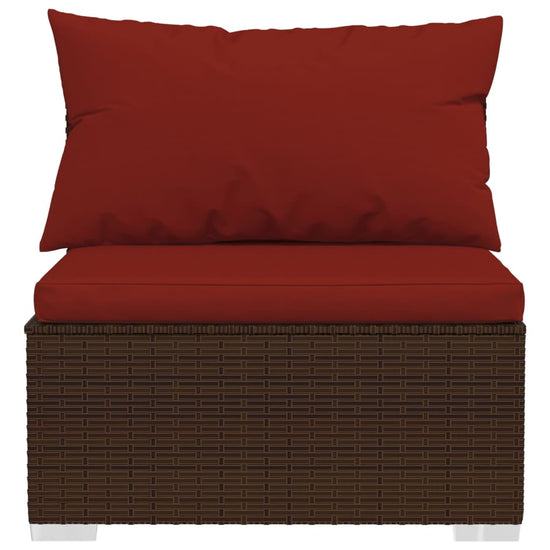 3-delige Loungeset met kussens poly rattan bruin MeubelReus