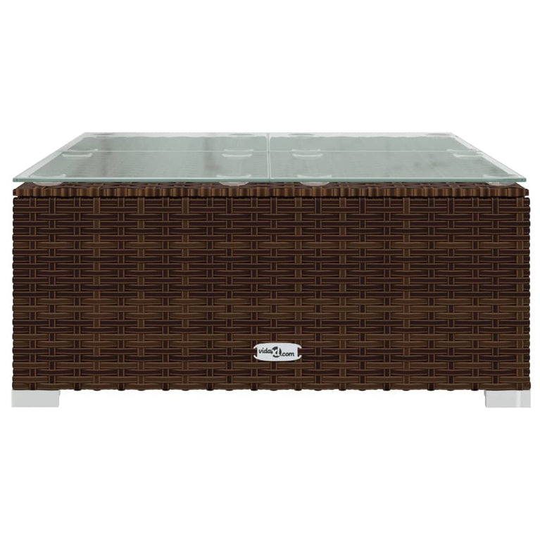 6-delige Loungeset met kussens poly rattan bruin