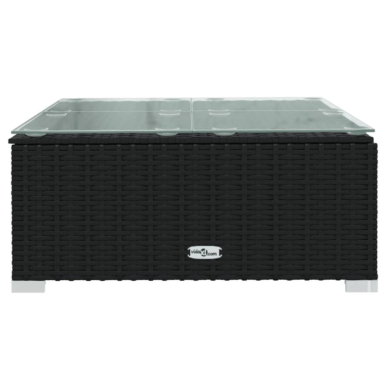 7-delige Loungeset met kussens poly rattan zwart