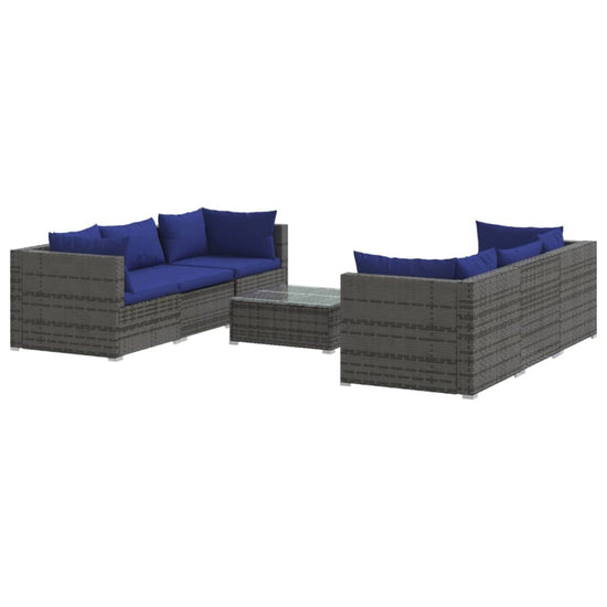 7-delige Loungeset met kussens poly rattan grijs MeubelReus