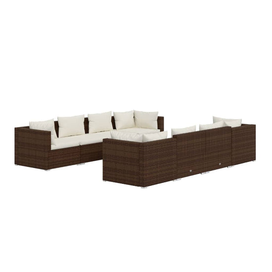 9-delige Loungeset met kussens poly rattan bruin MeubelReus