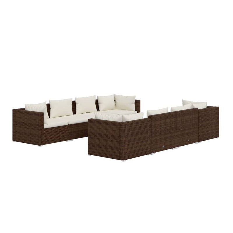 9-delige Loungeset met kussens poly rattan bruin MeubelReus