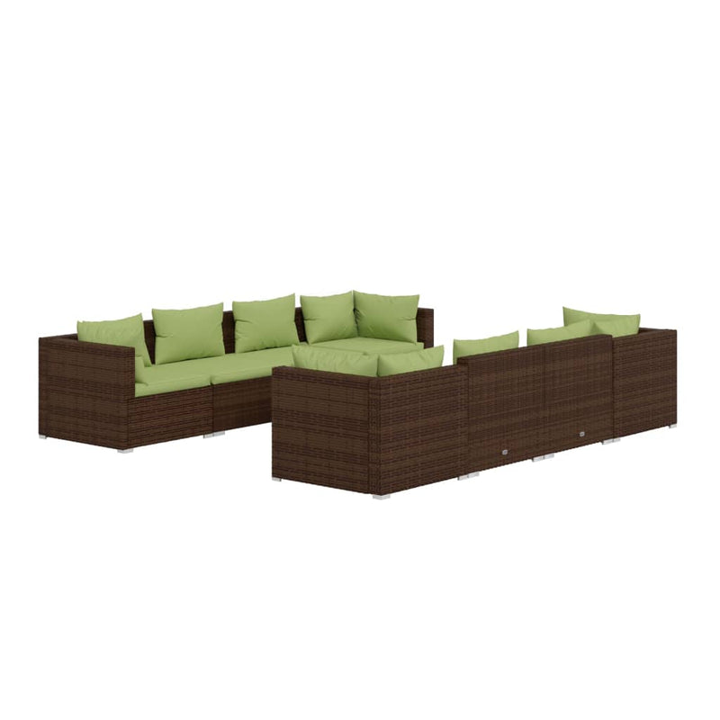 9-delige Loungeset met kussens poly rattan bruin MeubelReus