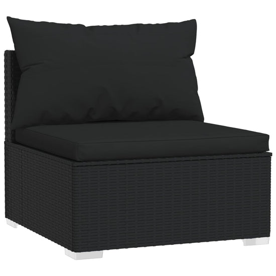 6-delige Loungeset met kussens poly rattan zwart MeubelReus