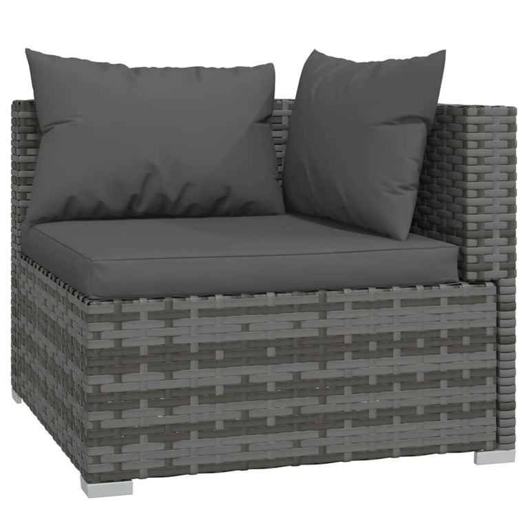 6-delige Loungeset met kussens poly rattan grijs MeubelReus