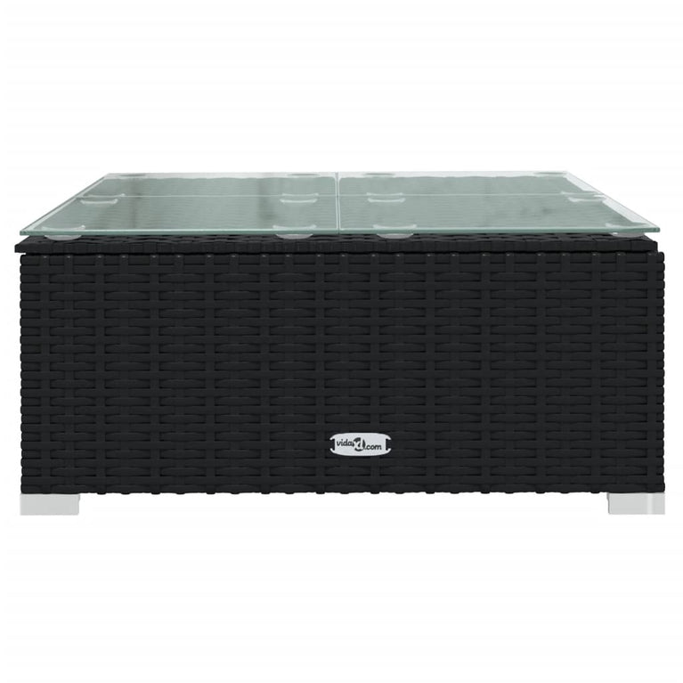 7-delige Loungeset met kussens poly rattan zwart