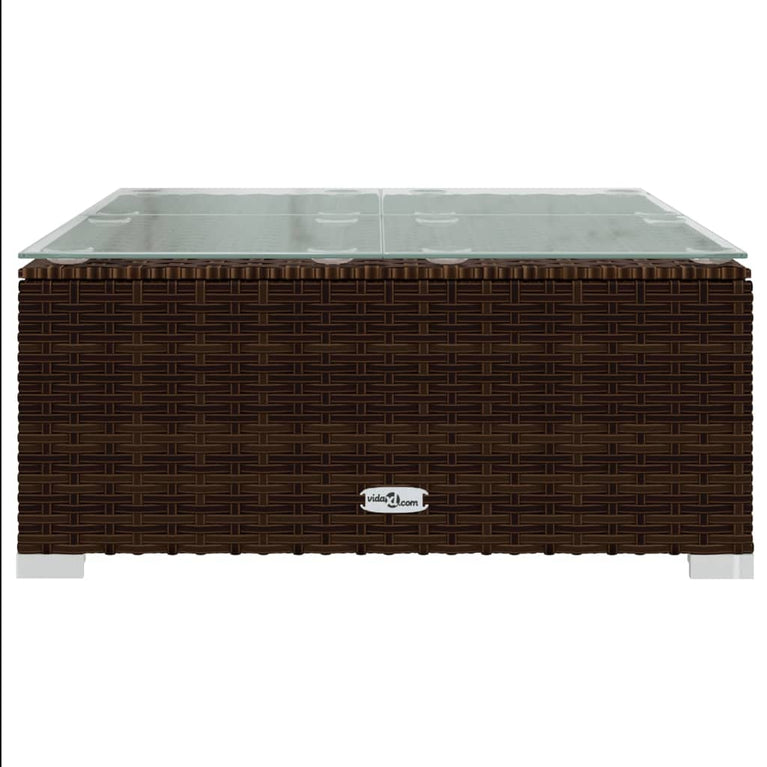 7-delige Loungeset met kussens poly rattan bruin