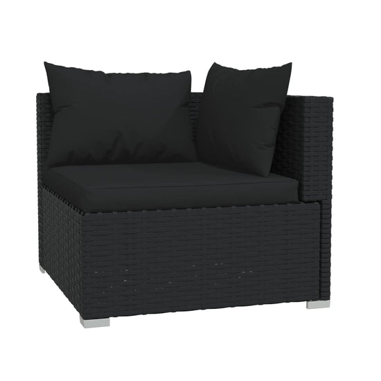 9-delige Loungeset met kussens poly rattan zwart MeubelReus