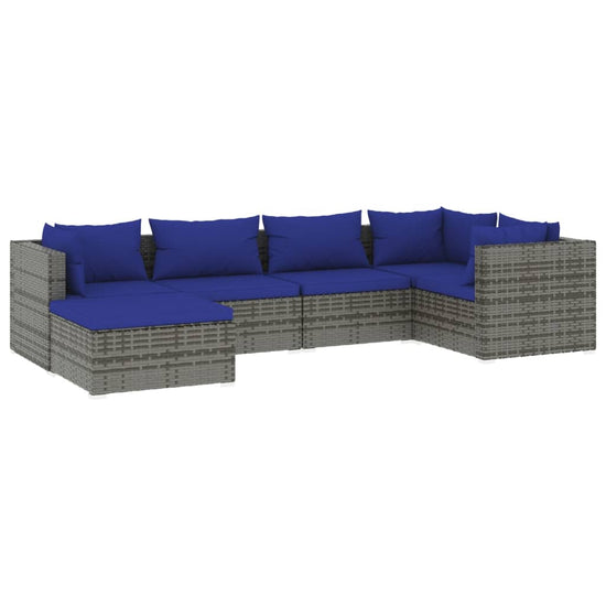 6-delige Loungeset met kussens poly rattan grijs MeubelReus
