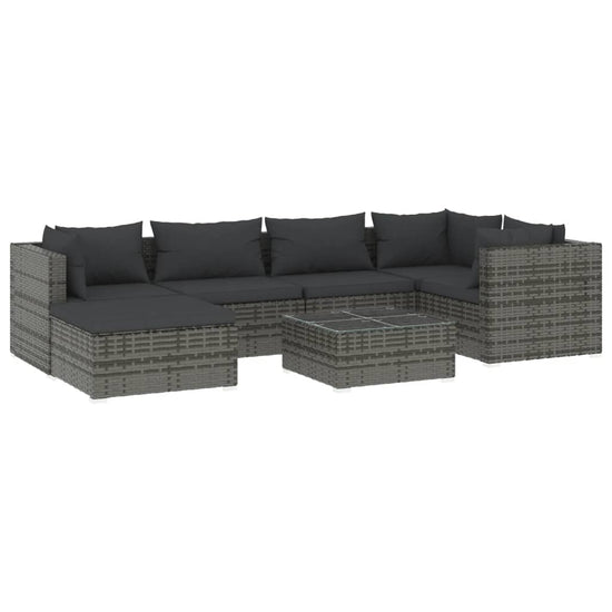 7-delige Loungeset met kussens poly rattan grijs MeubelReus