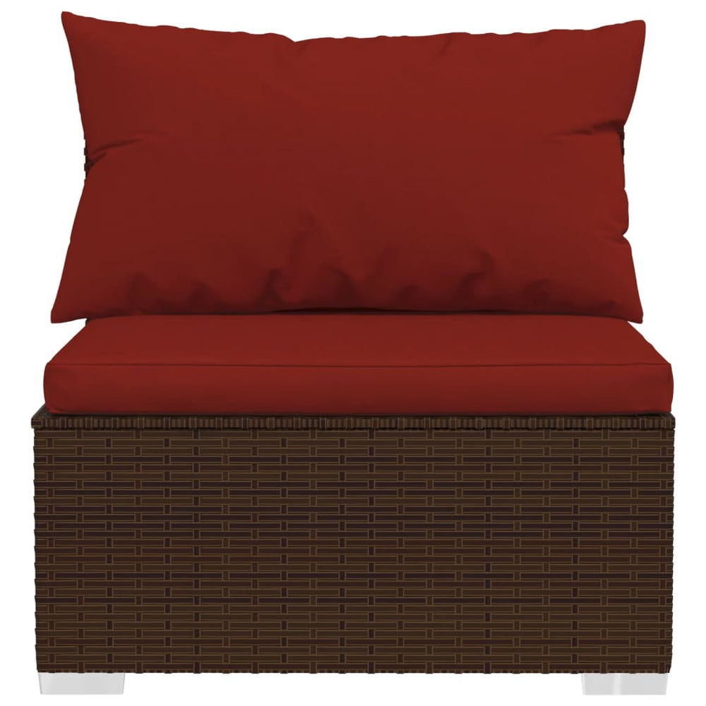 7-delige Loungeset met kussens poly rattan bruin MeubelReus