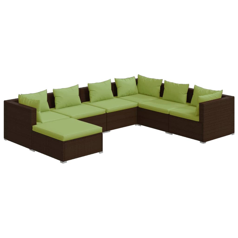 7-delige Loungeset met kussens poly rattan bruin MeubelReus