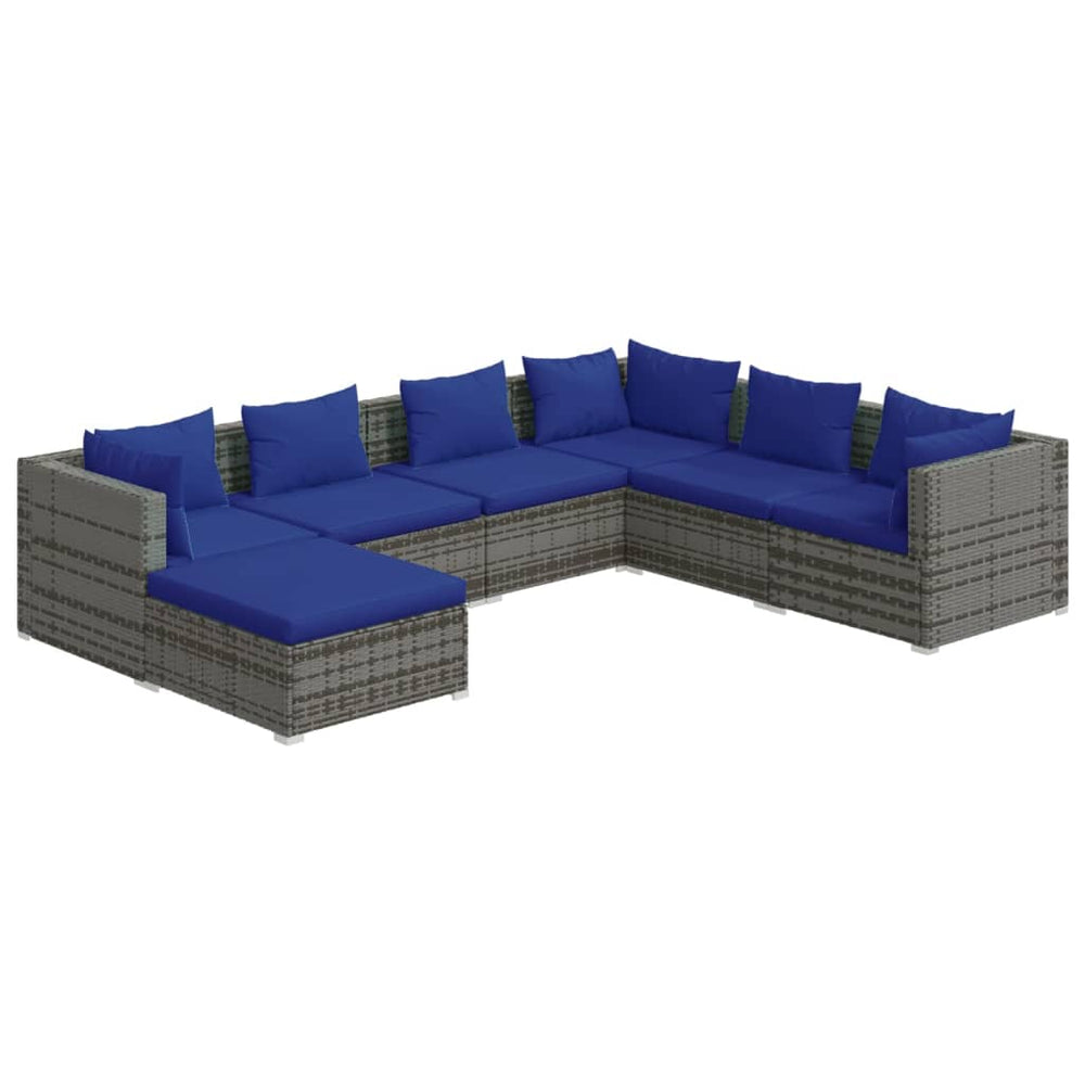 7-delige Loungeset met kussens poly rattan grijs MeubelReus
