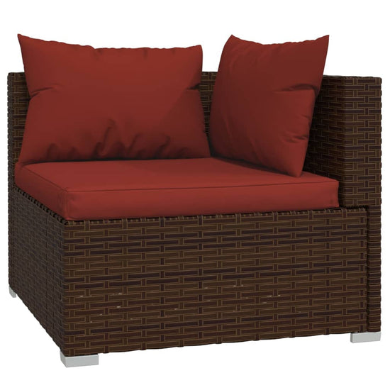8-delige Loungeset met kussens poly rattan bruin 