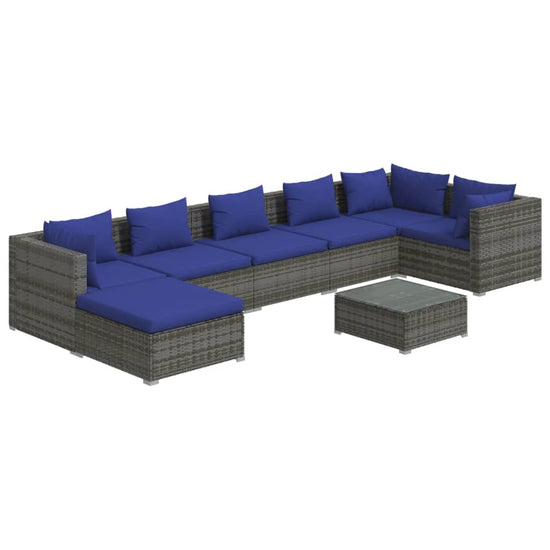 8-delige Loungeset met kussens poly rattan grijs MeubelReus