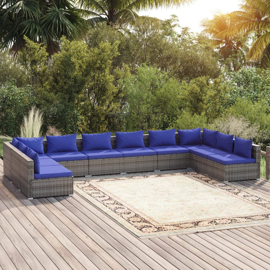 10-delige Loungeset met kussens poly rattan grijs MeubelReus