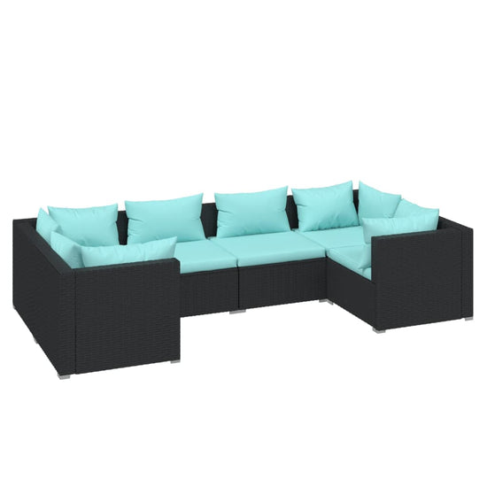 6-delige Loungeset met kussens poly rattan zwart MeubelReus