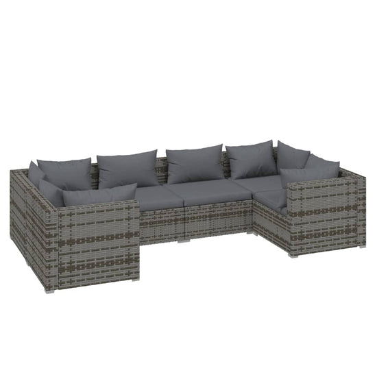 6-delige Loungeset met kussens poly rattan grijs MeubelReus
